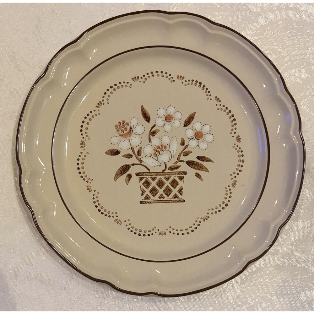Mayblossom Dinner Plate(s) 10 1/2" Cumberland Hearthside Stoneware Ivory Brown !
